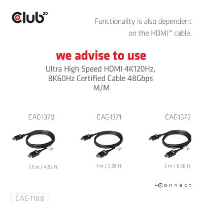 club3D CAC-1188 Mini-displayport / HDMI Adapterkabel [1x Mini-DisplayPort stekker - 1x HDMI-bus] Zwart 9 cm