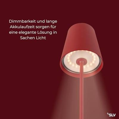 SLV Buiten tafellampVinolina Two rood - oplaadbaar - 1007694