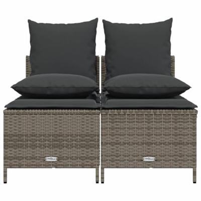 4-delige Loungeset met kussens poly rattan grijs