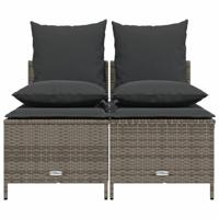 4-delige Loungeset met kussens poly rattan grijs - thumbnail