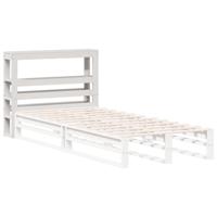 Hoofdbord met schappen 90 cm massief grenenhout wit - thumbnail