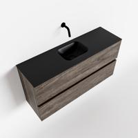 MONDIAZ ADA 100cm toiletmeubel dark brown. LEX wastafel urban midden zonder kraangat - thumbnail
