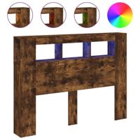 Hoofdeinde met LED 140x18,5x103,5 cm bewerkt hout gerookt eiken - thumbnail