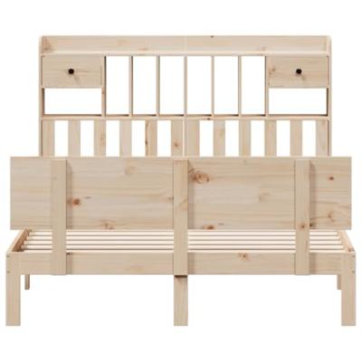 Bed met boekenkast zonder matras massief grenenhout 140x190 cm