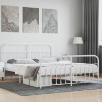 Bedframe met hoofd- en voeteneinde metaal wit 160x200 cm - thumbnail