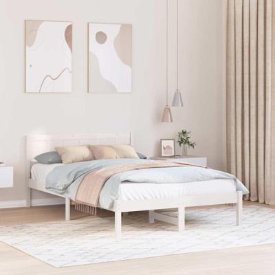 Bedframe Wit 135 x 190 cm Massief grenenhout