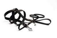 Hondenriem van leer 130cm x 20mm zwart - thumbnail