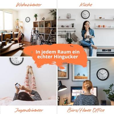 Mebus 52450 Wandklok Zendergestuurd 26 cm x 26 cm x 26 cm x 4.5 cm Zwart