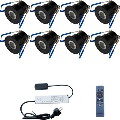 LED Veranda Inbouwspots Set - Velvalux - 8 Stuks - Dimbaar - IP65 - Mat Zwart
