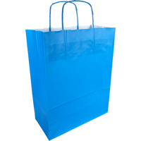 Tas | Kraftpapier | gedraaid papieren koord | 24x 11x33cm | draagtas | blauw | 250 stuks - thumbnail