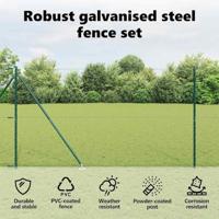 VidaXL Afrasteringspaal groen 10 x 1,5 m (25 mm gaas) staal en pvc - thumbnail