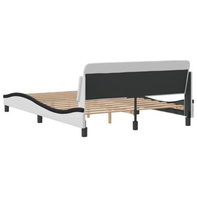 Bedframe met hoofdbord kunstleer zwart en wit 120x200 cm