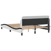 Bedframe met hoofdbord kunstleer zwart en wit 120x200 cm - thumbnail