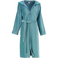 Cawö Cawö Dames Badjas met Capuchon en Rits 6432 Türkis 42 - thumbnail