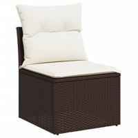 5-delige Loungeset met kussens poly rattan bruin - thumbnail