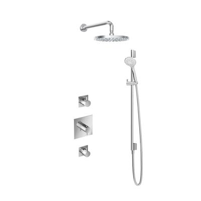 Hotbath Get Together doucheset met 2 stopkranen met 3 standen-handdouche, 25 cm hoofddouche, glijstang, geborsteld nikkel