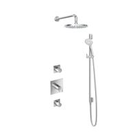 Hotbath Get Together doucheset met 2 stopkranen met 3 standen-handdouche, 25 cm hoofddouche, glijstang, geborsteld nikkel - thumbnail