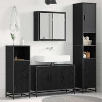 Badkamermeubelset met opslag 3 pcs Zwart eiken 90 x 33 x 60 cm - thumbnail