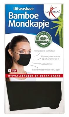 Lucovitaal Bamboe Mondkapje Zwart