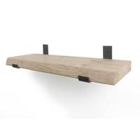 Eiken wandplank boomkant 100 cm in 20 cm diepe industriele plankdragers - thumbnail
