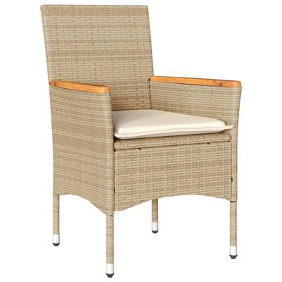 3-delige Tuinset met kussens poly rattan en glas beige - thumbnail