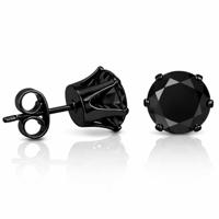 LGT Jewels Stud oorbellen Edelstaal Black Edition Round 4mm - thumbnail