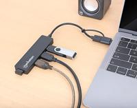 Manhattan 180863 180863 USB-hub 4 poorten USB-A USB 3.0 5 GBit/s Zwart - thumbnail