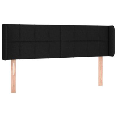 Hoofdbord met randen 147x16x78/88 cm stof zwart