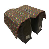 Basil dubbele fietstas grijs met gekleurde bloemen 20l - thumbnail