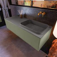 Badkamermeubelset Mondiaz Erin 120 cm met 1 Lade met RIDGE Wastafel Rechts Dark grey Zonder Kraangaten Greeploos Mat Army - thumbnail