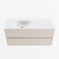 MONDIAZ VICA 110cm badmeubel onderkast Linen 2 lades. Wastafel MOON links 1 kraangat, kleur Talc. - thumbnail