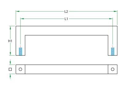 Deurgreep rvs PH54 20mm / 300mm-paar, zwart