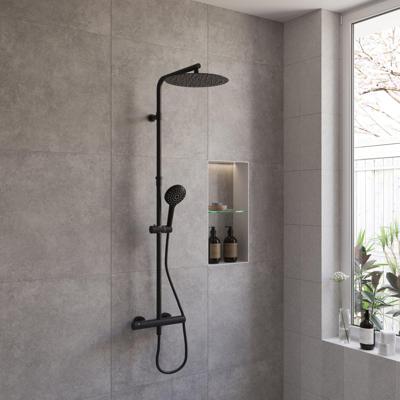 BWS Regendouche | Deluxe Round | 30cm Stortdouche met handdouche | Mat Zwart | Opbouw BWS Regendouche | Deluxe Round | 30cm Stortdouche met handdouche | Mat Zwart | Opbouw