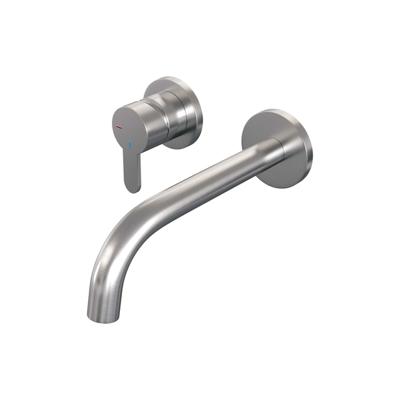Brauer Brushed Edition Inbouw Wastafelmengkraan met Gebogen Uitloop en Rozetten Model D2 RVS Geborsteld PVD