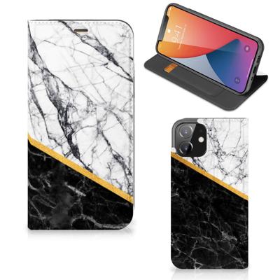 iPhone 12 | iPhone 12 Pro | Standcase | Marmer Wit Zwart - Origineel Cadeau Man