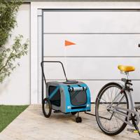VidaXL Hondenfietstrailer oxford stof en ijzer blauw en grijs - thumbnail