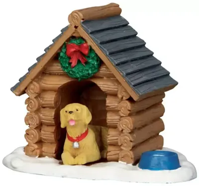 Lemax log cabin dog house kerstdorp accessoire Vail Village 2015