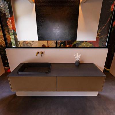 Badkamermeubelset Mondiaz Erin 150 cm met 2 Lades met RIDGE Wastafel Links Urban Zonder Kraangaten Greeploos Mat Rust Badkamermeubelset Mondiaz Erin 150 cm met 2 Lades met RIDGE Wastafel Links Urban Zonder Kraangaten Greeploos Mat Rust