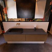 Badkamermeubelset Mondiaz Erin 150 cm met 2 Lades met RIDGE Wastafel Links Urban Zonder Kraangaten Greeploos Mat Rust - thumbnail