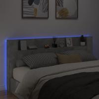 Hoofdbordkast met LED-verlichting 220x16,5x103,5 cm betongrijs - thumbnail