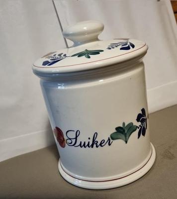 Boerenbont Voorraadpot Suiker 1.5 ltr Aardewerk met bloemdeksel
