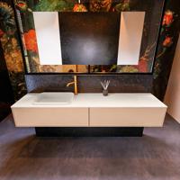 Badkamermeubelset Mondiaz Erin 200 cm met 2 Lades met RIDGE Wastafel Links Linen met 1 kraangat Greeploos Mat Rosee - thumbnail