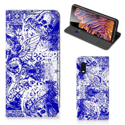 Mobiel BookCase Samsung Xcover Pro Angel Skull Blauw Mobiel BookCase Samsung Xcover Pro Angel Skull Blauw