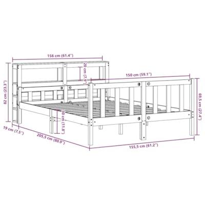 Bedframe met hoofdbord massief grenenhout wasbruin 150x200 cm