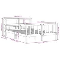 Bedframe met hoofdbord massief grenenhout wasbruin 150x200 cm - thumbnail