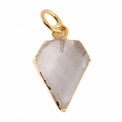 Edelsteen Hanger Rozenkwarts Diamantvorm - Verguld - 15 x 12 mm Edelsteen Hanger Rozenkwarts Diamantvorm - Verguld - 15 x 12 mm