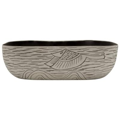 VidaXL Opzetwasbak rechthoekig 48x37,5x13,5 cm keramiek grijs en zwart