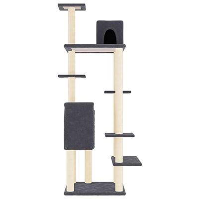 VidaXL Kattenmeubel met sisal krabpalen 154 cm donkergrijs