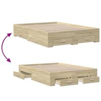 Bedframe met lades bewerkt hout sonoma eikenkleurig 140x190 cm - thumbnail