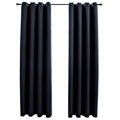 VidaXL Gordijn verduisterend met metalen ringen 2 st 140x175 cm zwart